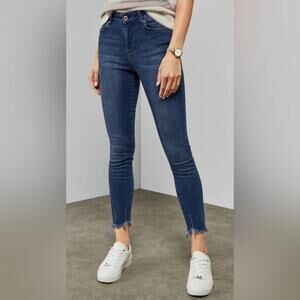 Ted Baker Catrina Distressed Hem Ankle Jeans, size 26, medium wash blue